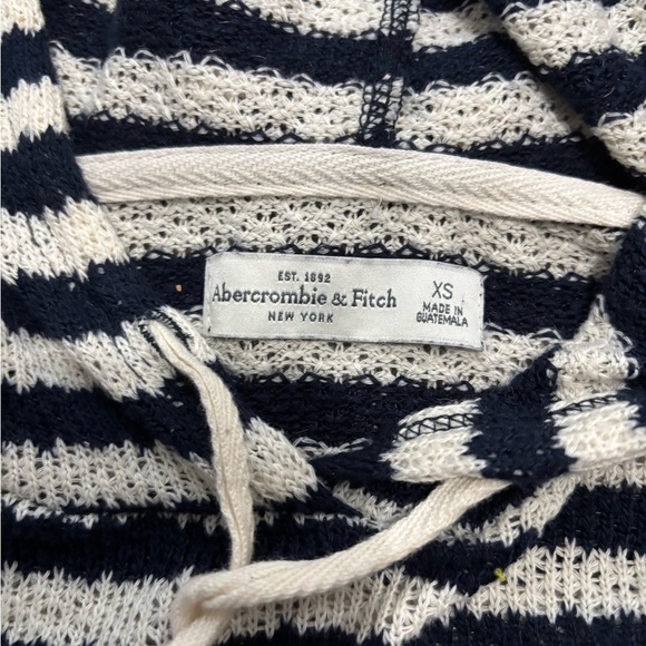 Abercrombie and Fitch Sweater Hoodie. Blue and cream white striped. XS - Picture 3 of 5